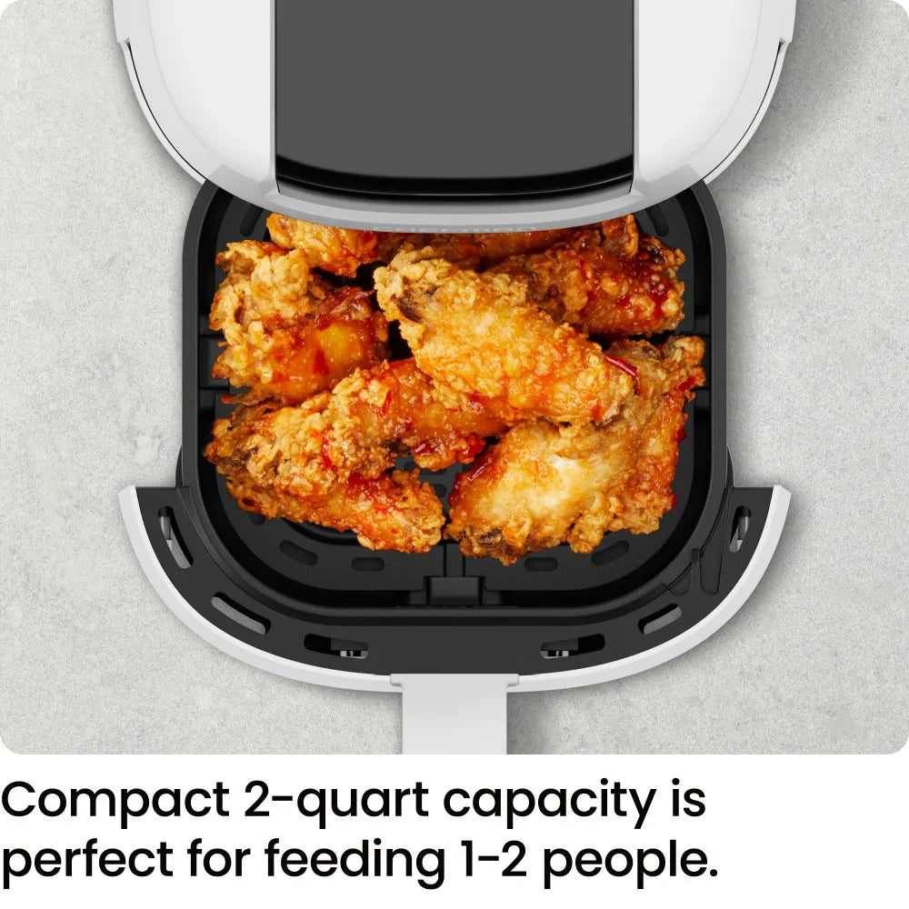 Compact Culinary Elegance: 2QT Air Fryer with Dishwasher-Compatible Basket